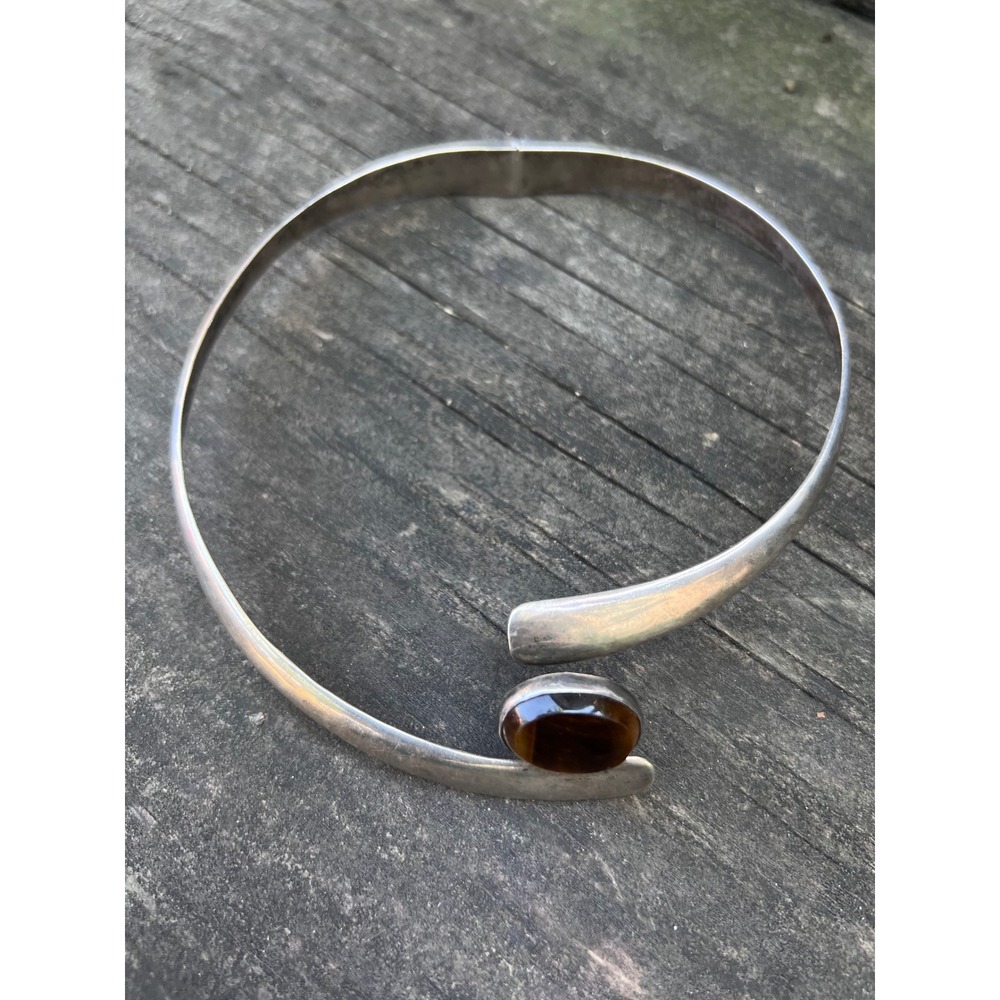 Vintage Los Castillos 925 Tiger's Eye Sterling Silver Necklace
